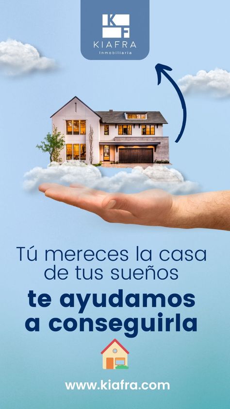 🏠 Tú mereces la casa de tus sueños, te ayudamos a conseguirla 🌟 #CasaDeTusSueños #InmobiliariaKiafra #ComprarConConfianza #HogarDulceHogar #Querétaro Inmobiliaria Ideas, Real Estate Ads, Open House, Mood Board, Web Design, Real Estate, Photoshop, Marketing, ? Logo