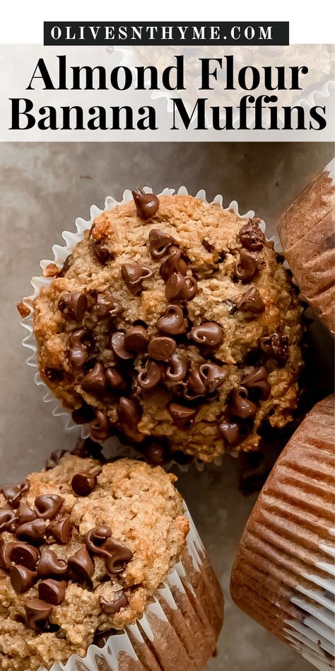 Banana Muffins Using Almond Flour, Banana Muffins Almond Flour Recipe, Banana Protein Muffins Almond Flour, Banana Muffins Almond Flour, Banana Almond Flour Muffins, Banana Bread With Almond Flour, Thm Muffins, Banana Almond Muffins, Sugar Free Banana Muffins