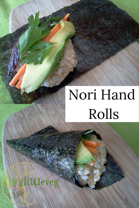 Nori Hand Rolls, Nori Recipes, Nori Recipe, Mm Recipes, Portable Meals, Nori Rolls, Seasoned Nuts, Quick Rolls, Bean Dishes