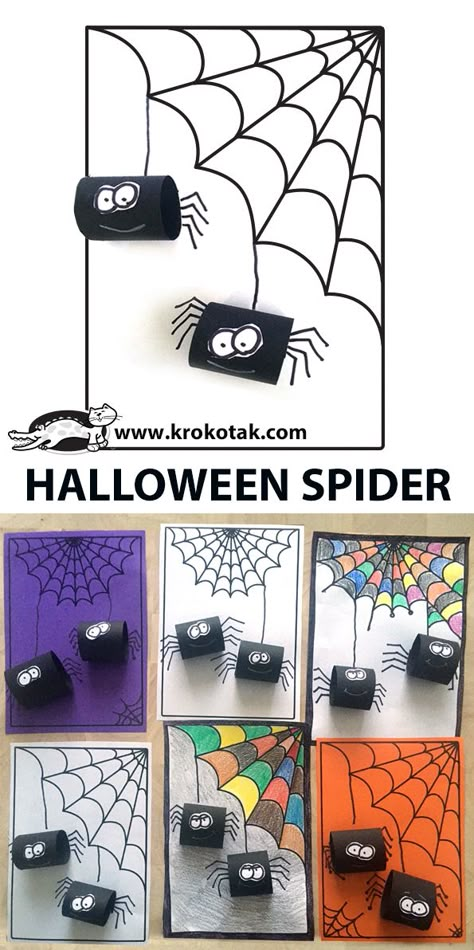 Bricolage Halloween, Halloween Art Projects, Spider Crafts, Halloween Arts And Crafts, Halloween Preschool, Adornos Halloween, Halloween Tags, Halloween Crafts For Kids, Theme Halloween