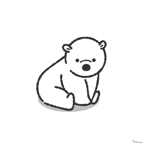 Polar bear on Behance Things To Draw Easy Animals, Polar Bear Cute Drawing, How To Draw A Polar Bear Easy, Polar Bear Drawing Cartoon, Polar Bear Line Art, Grizzly Bear Drawing Simple, Cute Polar Bear Tattoo, Simple Polar Bear Drawing, Bear Drawings Cute