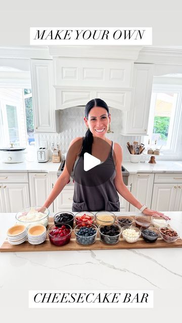 Carla Bushey - Always keepin’ it real on Instagram: "Only 3 ingredients make this great no-bake cheesecake filling that is the star of this fun Cheesecake Bar! It’s a great way to serve dessert this summer, for any special occasion or get together! Your guests can create their own combinations and I guarantee you it will be a hit! 
.
Comment the word CHEESECAKE and I’ll send the recipe and everything I used right to your DM! 
.
#cheesecake #cheesecakelovers #dessertbar #makeyourown #desserttable #easydessert #nobakedessert #summerrecipes" Cheesecake Toppings Bar, Cheesecake Bar Wedding, Decorated Cheesecake, Fun Cheesecake, Diy Cheesecake, Carla Bushey, No Bake Cheesecake Filling, Cheesecake Bar, Snack Boards