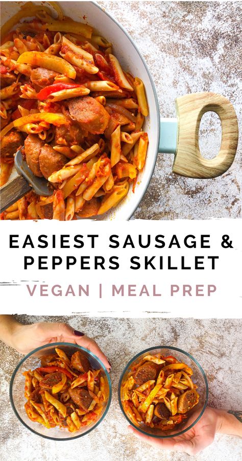 Beyond Italian Sausage Recipes, Beyond Sausage Pasta, Beyond Meat Sausage Recipes, Beyond Sausage Recipes, Meatless Sausage Recipe, Beyond Meat Recipes, Sausage And Peppers Skillet, Beyond Sausage, Easy Vegan Pasta