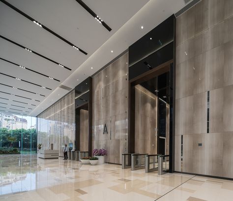 Office Building Lobby, Paint Ceiling, Boutique Cafe, Building Lobby, False Ceiling Bedroom, China Shanghai, False Ceiling Living Room, Lobby Interior Design, Entrance Lobby