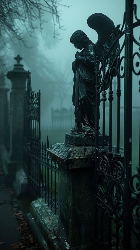 Grave Yard Wallpaper, New Orleans Cemeteries Photography, Haunted Places Aesthetic, Gothic Halloween Aesthetic, Victorian Graveyard, Statues Photography, Goth Books, Dark Cemetery, Dark Gothic Aesthetic