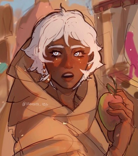 Tan Skin White Hair Character Art, Dark Skin Light Hair Character Design, Dark Skinned Character, Dark Skin White Hair Character Art, Dark Skin Oc, White Hair Character Design, Dark Skin White Hair, White Hair Dark Skin, Sea Kingdom