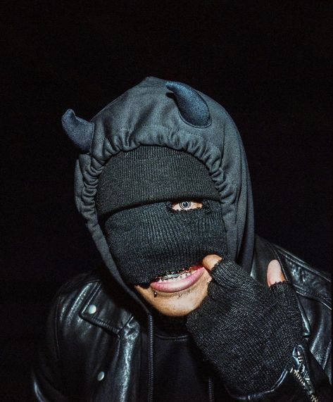 Savage Outfits Style, Balaclava Aesthetic Men, Balaclava Drawing, Ski Mask Fashion, Collateral Beauty, Fashion Photography Inspiration, Ski Mask, Grunge Goth, Men Fashion Casual Outfits