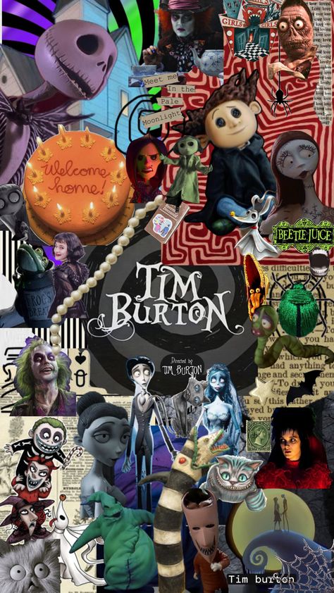 coraline nightmare before christmas corpse bride Beatlejuice Nightmare Before Christmas Collage, Tim Burton Wallpaper, Dr Mundo, Cute Background Pictures, Nightmare Before Christmas Wallpaper, Halloween Wallpaper Backgrounds, Nightmare Before Christmas Halloween, Tim Burton Movie, Christmas Collage