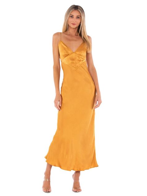 BARDOT | Malinda Slip Dress in Burnt Orange | FashionPass Long Dresses Formal, Long Cami Dress, Slip Dress Y2k, Bodycon Maxi Dress, Yellow Dresses, Cami Maxi Dress, Slip Dresses, Ruched Midi Dress, Bodycon Maxi Dresses