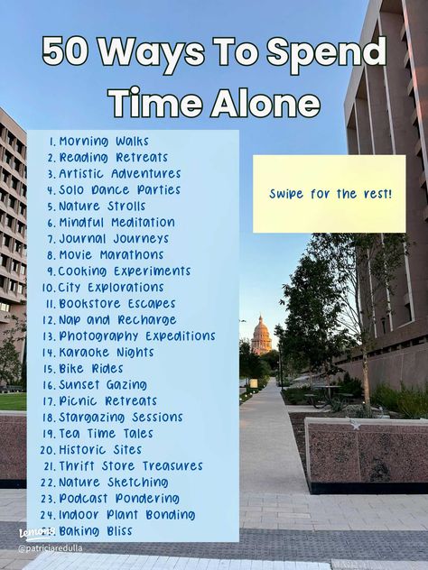 50 WAYS ON HOW YOU CAN SPEND TIME ALONE | Gallery posted by Tricia | UGC | Lemon8 50 Ways To Spend Time Alone, Ways To Spend Time Alone, Spend Time Alone, Nature Sketch, Time Alone, Self Care Activities, Self Discovery, Quality Time, Historical Sites