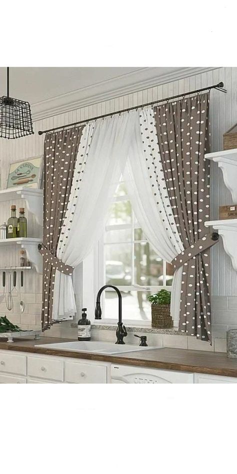 Kitchen Curtain Designs, Kitchen Window Curtains, Window Treatments Living Room, Curtain Styles, Plain Curtains, Living Room Decor Curtains, Stylish Curtains, Curtain Ideas, Modern Curtains