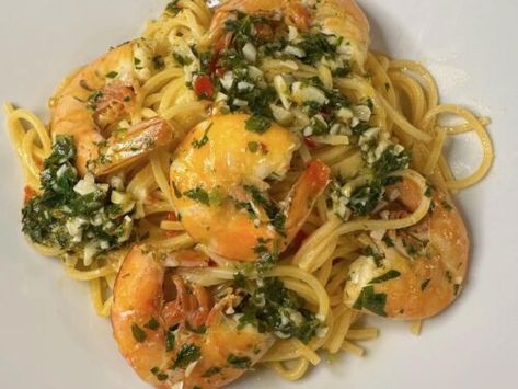 Calabrian Chili Shrimp Scampi Pasta - Carol Bee Cooks Shrimp Scampi With Capers, Carrabas Shrimp Scampi, Calabash Shrimp Recipe, Calabrian Chili Shrimp Pasta, Calabrian Chili Salmon, Calabrian Chili Paste, Chili Shrimp, Scampi Pasta, Shrimp Scampi Pasta