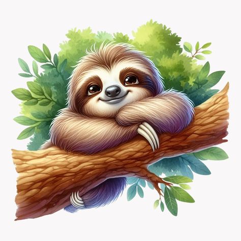 Cute Sloth Pictures, Sloth Drawing, Sloth Art, Giraffe Art, Decoupage Art, Cute Sloth, Baby Album, Animal Alphabet, Angel Pictures