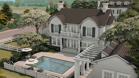 Hampton Homes, Costal Bedroom, Sims Pets, The Sims 4 Lots, Hampton Home, Hamptons Home, New Hampton, Sims 4 House Building, Hampton House