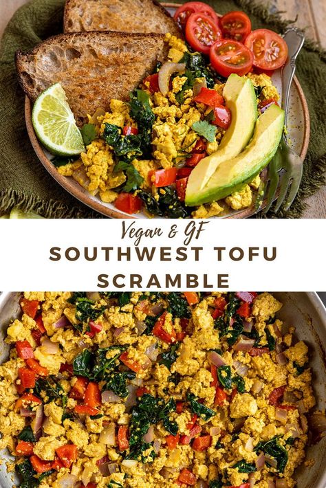 Southwest Tofu, Tofu Scrambled Eggs, Tofu Scramble Vegan, Scrambled Tofu Recipe, Tofu Breakfast, Healthy Vegan Breakfast, Vegan Tofu, Tofu Scramble, Tofu Recipes