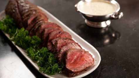 Filet of Beef with Horseradish Sauce with Ina Garten Horseradish Sauce Recipe, Filet Of Beef, Beef Filet, Healthy Cook Books, Horseradish Sauce, Beef Tenderloin, Make Ahead Meals, Food Trends, Beef Dishes