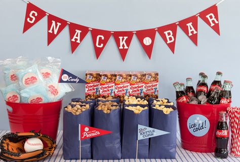 Baseball & Birthdays go so great together.  Would be a home run for any get-together! Outdoor Sweet 16, Baseball Theme Birthday, Concession Stands, Birthday Party Essentials, Baseball Theme Party, Baseball Birthday Party, Baseball Party, Sweet 16 Birthday Party, Baseball Birthday