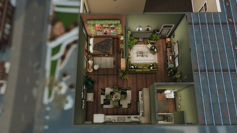 910 MEDINA STUDIO APARTMENT#1 | Patreon Studio Apartment Sims 4, Sims 4 Apartment Download, Apartment Sims 4, Sims 4 Apartment, Sims 4 Houses, Sims House, Cozy Apartment, City Living, House Designs