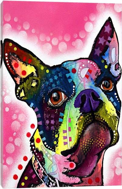 Canvas Prints by Dean Russo | iCanvas Dean Russo Art Dogs, Boston Bull Terrier, Dean Russo Art, Boston Terrier Christmas, Paw Print Jewelry, Dean Russo, Beloved Dog, Arte Animal, Pitbull Dog