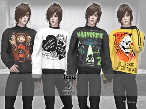 Sims 4 Cc Goth, Goth Male, Male Jumper, Sims 4 Male Clothes, Male Sweaters, Oversized Clothes, Sims 4 Cc Folder, Sims 4 Characters, Sims 4 Downloads