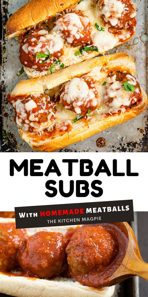 Meat Ball Sub Recipe, Meatball Subs Recipes, 4 Cheese Pasta, Four Cheese Pasta Sauce, Cheese Pasta Sauce, Four Cheese Pasta, Meatball Sub Recipe, Baked Meatballs, Meatball Sub