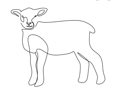 Lamb Fine Line Tattoo, Lamb Line Drawing, Sheep Line Art, Lamb Tattoo Christian, Lamb Line Art, Lamb Outline, Lamb Doodle, Biblical Sketches, Christian Drawings Easy