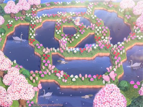 Romantic Animals, Fairy Island, Island Flowers, Lake Animals, Pink River, Forest Village, River Stream, Rose Island, Map Layout