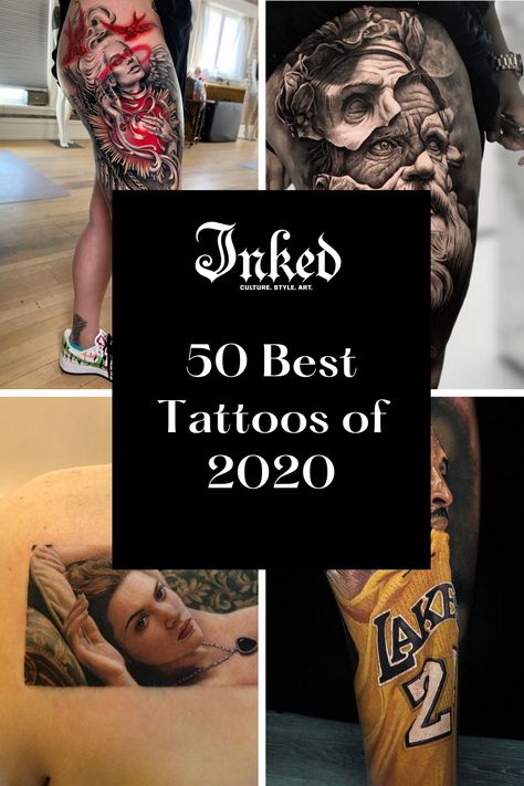 These are the tattoos YOU loved this year. Limited Edition Tattoo Design, Award Winning Tattoos, Tattoos Inspired By Famous Works Of Art, Famous People Tattoos, Famous Art As Tattoos, Best Tattoo Artists In The World, Types Of Tattoo Styles, Collage Tattoos, Celebrity Portraits Tattoo