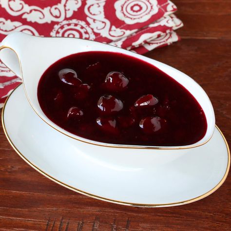 This quick and easy cherry sauce is the perfect accompaniment to your dessert - everything from pound cake to waffles, pudding and ice cream! Cherry Sauce Recipe, Almond Rice, Dessert Sauce, Cherry Sauce, Bing Cherries, Cherry Desserts, Almond Extract, Frozen Cherries, Danish Food