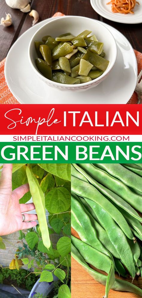 Italian Green Beans Recipe, Romano Beans, Fresh Green Bean Recipes, Italian Cooking Recipes, Italian Beans, Italian Green Beans, Green Beans Recipe, Veggie Pizza, Italian Salad