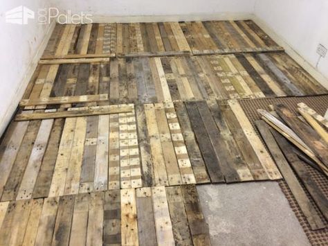 Wood Pallet Flooring, Backyard Decking, Pallet Flooring, Hall Storage, Plywood Floors, Basement Floors, Pallet Floors, Repurposed Pallet Wood, Pallet Home Decor