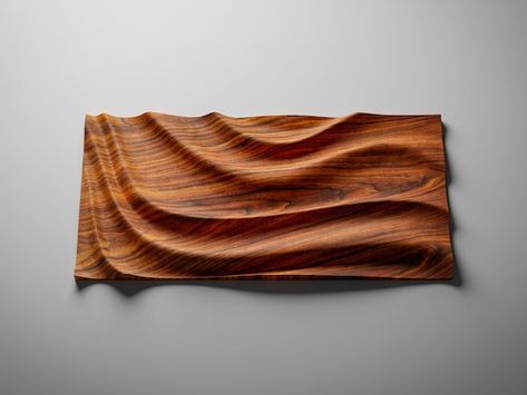 Wooden Waves Wall Art, Plywood Carving, Wooden Sculpture Art, Wavy Wall, Plywood Art, Wood Pictures, Wood Wall Design, Cnc Wood Carving, Wood Wall Art Diy