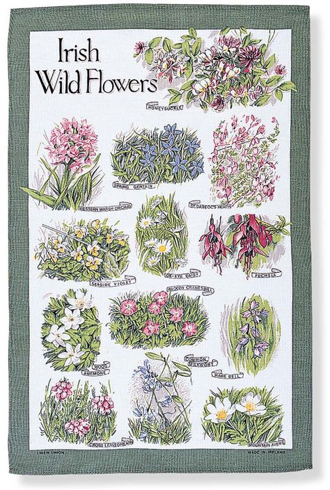 Irish Wild Flowers Ireland Irish Flower Tattoo, Irish Garden, Irish Cottage, Irish Roots, Irish Eyes, St. Patricks Day, Irish Traditions, Linen Tea Towel, Irish Linen