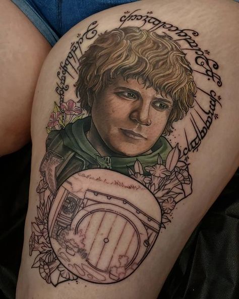 Hobbit Traditional Tattoo, Samwise Gamgee Tattoo, Lotr Cast Tattoo, Smog The Dragon Hobbit Tattoo, Traditional Gandalf Tattoo, Neo Traditional Lord Of The Rings Tattoo, Hobbit Tattoo, Orlando Tattoo, Neo Trad Tattoo