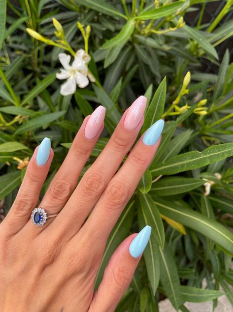 Nailart Blue, Ongles Nails, Baby Sitting, Rose Nail Art, Pink Gel, Pointed Nails, Rose Bleu, Nails Summer, Elegant Nails