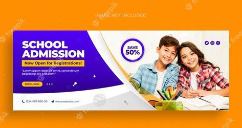 School admission social media web banner... | Premium Psd #Freepik #psd #banner Facebook Cover Photo Design, Cover Photo Design, Facebook Cover Photo, Facebook Cover Design, Facebook Cover Template, Graphic Design Flyer, Professional Graphic Design, Digital Graphic Design, School Admissions