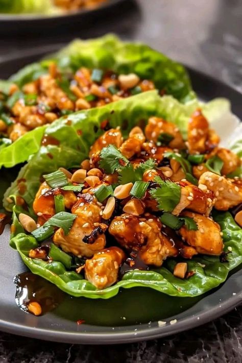 The Pioneer Woman -Ree Drummond Community ! | Savory Chicken Lettuce Wraps with Thai Chili Sauce 🍗🥬🌶️ | Facebook Thai Chicken Wraps, Thai Chili Sauce, Recipes Savory, Thai Chili, Lettuce Wrap Recipes, Lettuce Wrap, Valerie Bertinelli, Chicken Lettuce Wraps, Savory Chicken