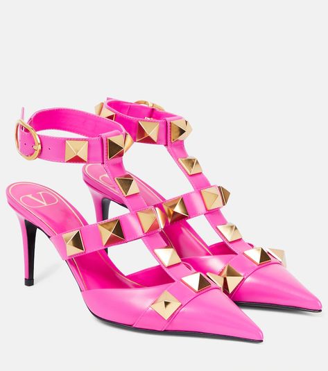 Valentino Garavani for Women | Mytheresa Environmentally Friendly Packaging, Rose Shoes, Pink Pumps, Studded Leather, Runway Show, High Heel Pumps, Leather Pumps, Pump Shoes, Valentino Garavani