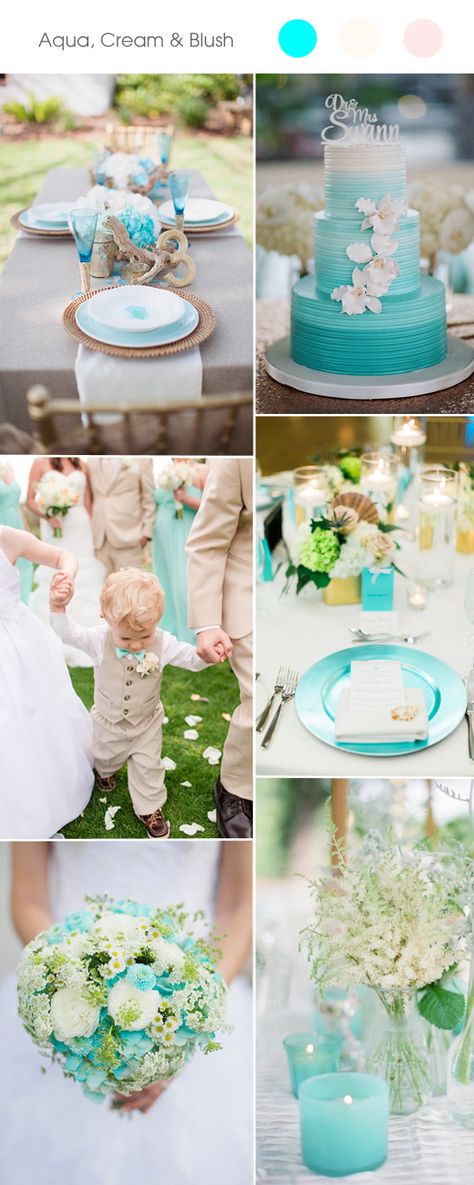 aqua and cream wedding color ideas for spring summer 2017 Cream Wedding Colors, Wedding Colors Summer, Wedding Color Ideas, Wedding Themes Summer, Aqua Wedding, Spring Wedding Colors, Wedding Color Inspiration, Cream Wedding, Summer Wedding Colors