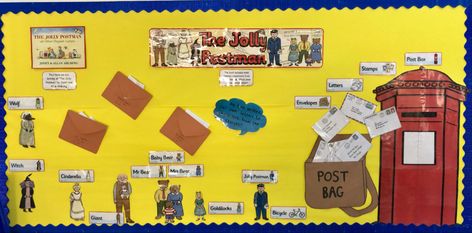 Year 1 display on The Jolly Postman. Slightly unfinished due to lockdown! Childrens’ work placed inside DIY envelopes, so visitors could read their lovely letters to characters in the story! #thejollypostman #englishdisplay #classroomdisplay #goldlilocks #threebears #redridinghood #jackandthebeanstalk #cinderella The Jolly Postman, Jack And The Beanstalk, Classroom Display, Diy Envelope, Post Box, Classroom Displays, Year 1, Red Riding Hood, Display Ideas