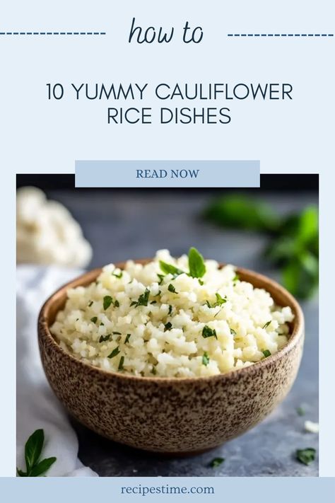 If you are searching for delicious low-carb meals, look no further! These 10 versatile cauliflower rice recipes will take your meals to the next level. From stir-fries to burrito bowls, these healthy, flavorful dishes cater to various tastes without compromising on enjoyment. Enjoy a refreshingasian-inspired cauliflower rice salad or a comforting veggie-packed cauliflower rice casserole. Perfect for meal prep or a quick dinner idea, these recipes keep your carb intake in check while satisfying cravings. Discover the sue and gain ideas on versatile ways to incorporate this nutritious veggie in your everyday meals! Flavored Cauliflower Rice Recipes, Cauliflower Rice Ideas, Cauliflower Rice Salad, Cauliflower Rice Casserole, Cauliflower Rice Recipes, Carb Alternatives, Burrito Bowls, Rice Salad, Carb Meals