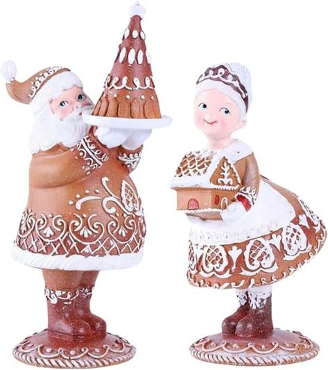 Amazon.com: 2024 Gingerbread Christmas Decor Mr,Santa and Mrs.Santa Christmas Figurines Vintage Christmas Decorations Resin Gingerbread Santa Couple Statue Chrismtas Table Decor Indoor Outdoor Home Decor (2Pcs) : Home & Kitchen Gingerbread Christmas Decorations, Red And White Outfits, Gingerbread Christmas Decor, Outdoor Home Decor, Holiday Arrangement, Unique Christmas Decorations, Santa Figurines, Gingerbread Christmas, Christmas Figurines