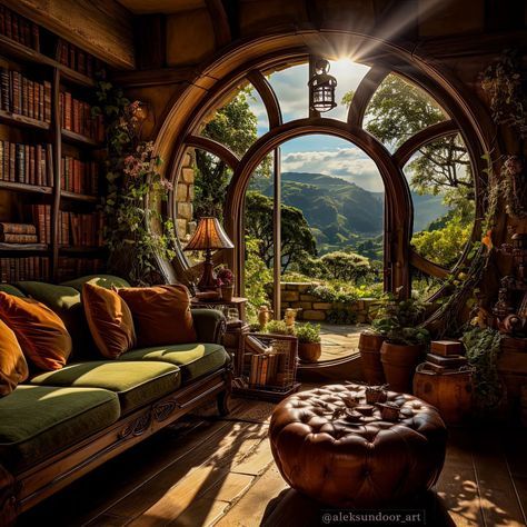 Palia Ideas, Casa Hobbit, Earth And Sky, Fantasy Rooms, Hobbit House, Dream House Rooms, Fantasy House, Golden Light, Dream House Interior