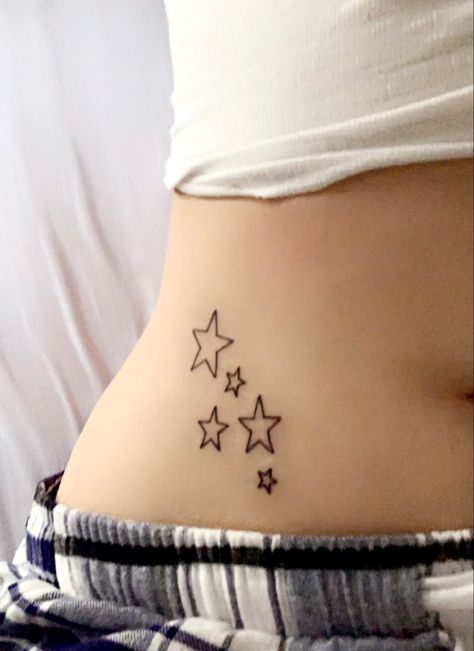 Star Stomach Tattoos For Women, Belly Star Tattoo, Hip Stars Tattoo, Star Tattoos Waist, Star Tattoos On Leg, Thigh Star Tattoo, Star Hip Tattoos Women, Stars On Stomach Tattoo, Star Tattoo On Thigh