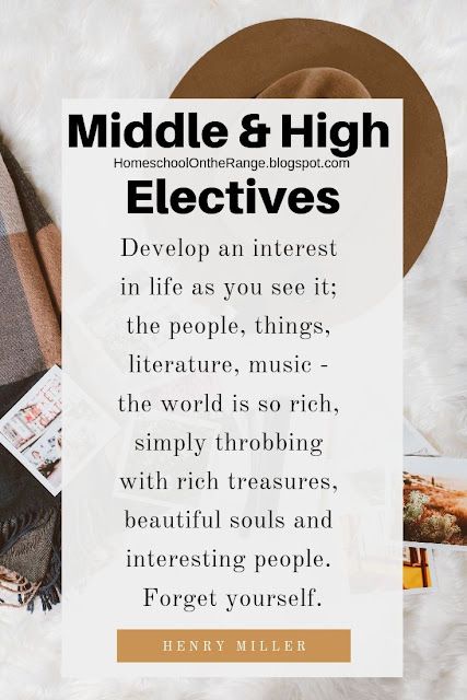 Homeschool Electives Middle School, Electives For Middle School, Middle School Elective Ideas, Middle School Electives, High School Electives, Homeschool Electives, High School Subjects, High School Literature, Homeschooling Resources