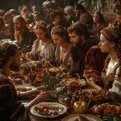 Medieval Revolution Aesthetic, Medieval Feast Aesthetic, Medieval Aesthetic Princesses, Banquet Aesthetic, Medieval Dinner, Fantasy Dinner, Medieval Times Dinner, Aqua Regia, Rose Glasses