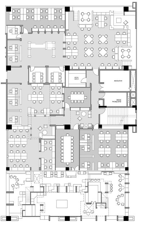 QA Infotech Coworking - plan Coworking Space Plan Layout, Coworking Office Plan, Office Layout Plan Corporate Open Spaces, Coworking Space Floor Plan, Flexible Office Design, Co Working Space Plan, Office Interior Design Corporate, Corporate Office Interiors, Coworking Office Design