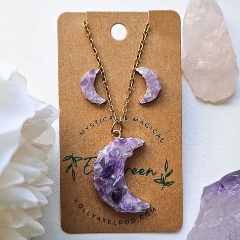 Amethyst jewelry sets now in the shop! ✨️ Also, I'll be out at @goosecreekfam market on this super nice day in Goose Creek, South Carolinabfrom 9-1! Come on out if you're local. There's lots of great stuff! 🩷✨️ Moon Crystal Necklace, Amethyst Jewelry Set, Leaf Border, Crescent Moon Earrings, Moon Studs, Moon Crystal, Amethyst Jewelry, Stud Set, Necklace Charm