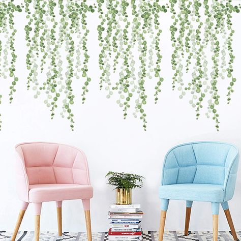 Living Room Decal, Film Stickers, Zimmer Diy, Decorating With Sticks, Plants Pattern, Vine Wall, Living Room Background, Removable Wall Stickers, Room Decals