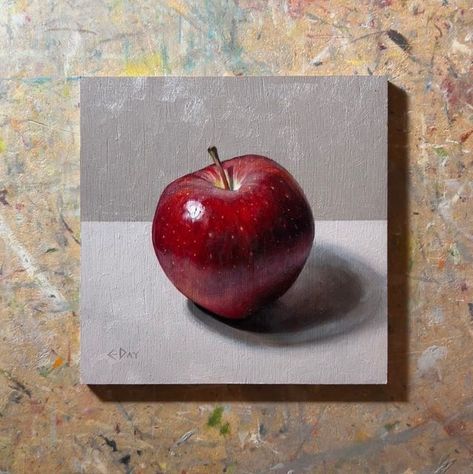 Paintings Of Apples, Oil Painting Apple, Apple Paintings, Apple Oil Painting, Still Life Artists, Painting Stuff, Apple Painting, Observational Drawing, Art Theme